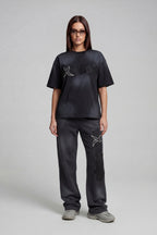 RHINESTONE T-SHIRT CARBON BLACK
