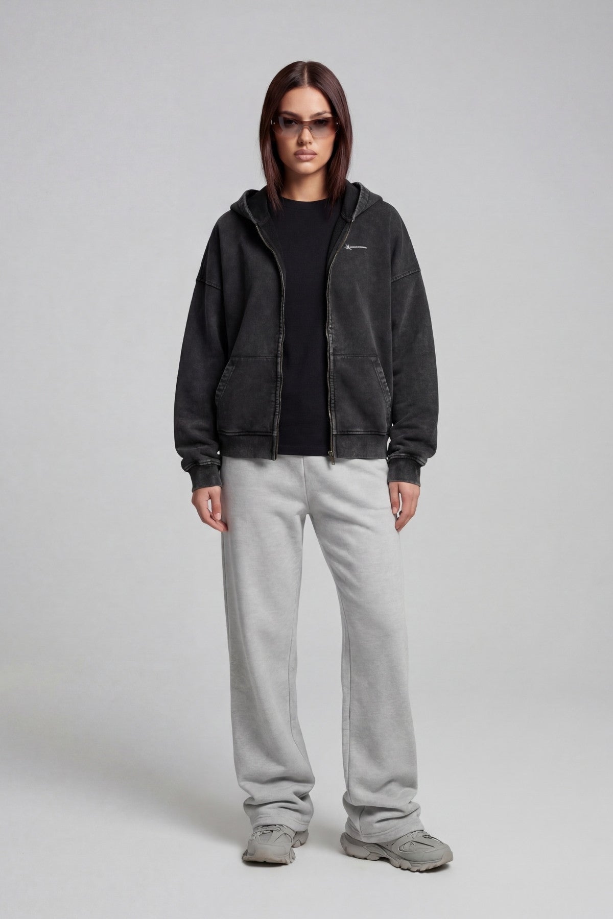 DARK STONE GREY ZIP HOODIE