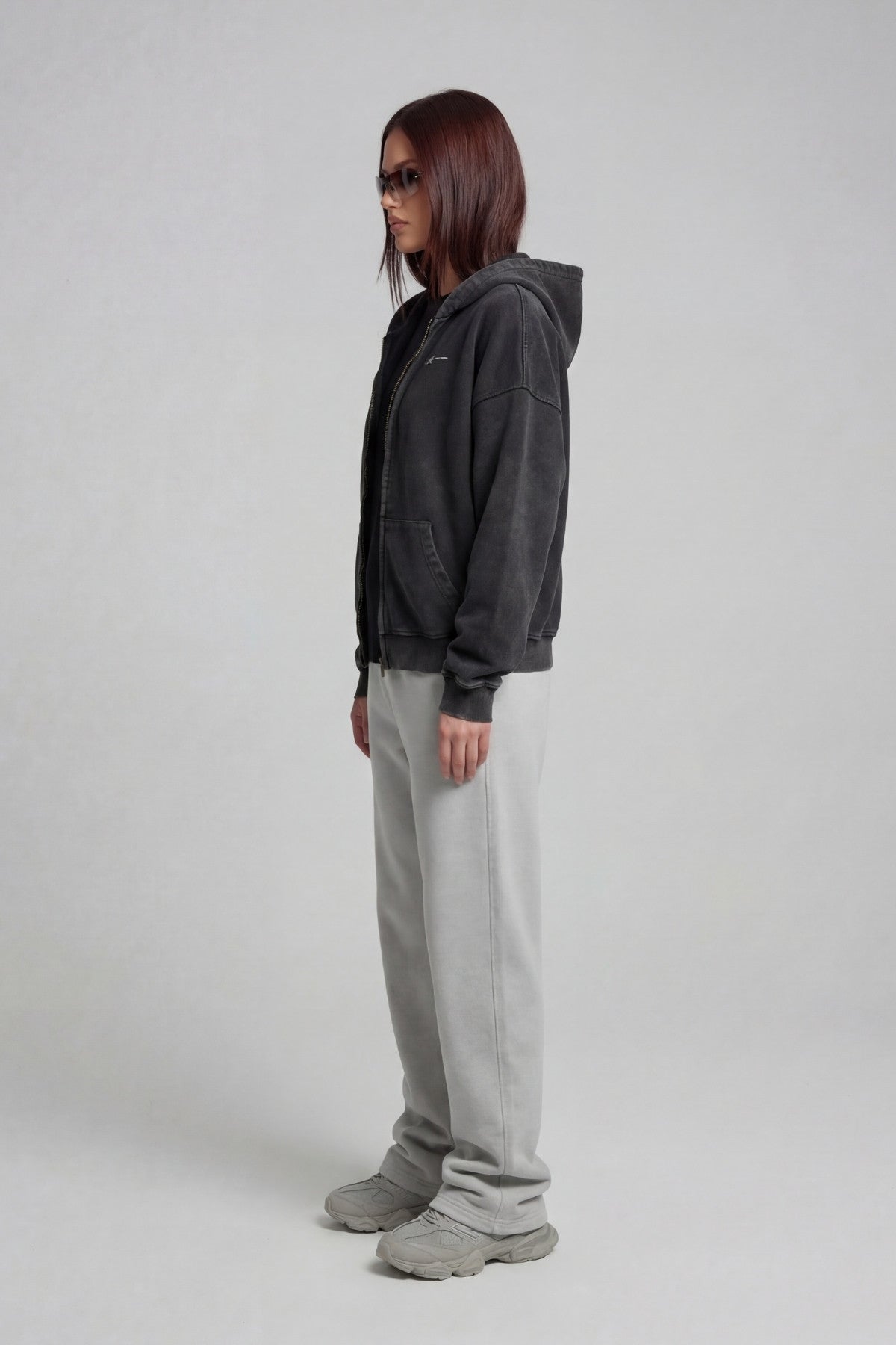 DARK STONE GREY ZIP HOODIE