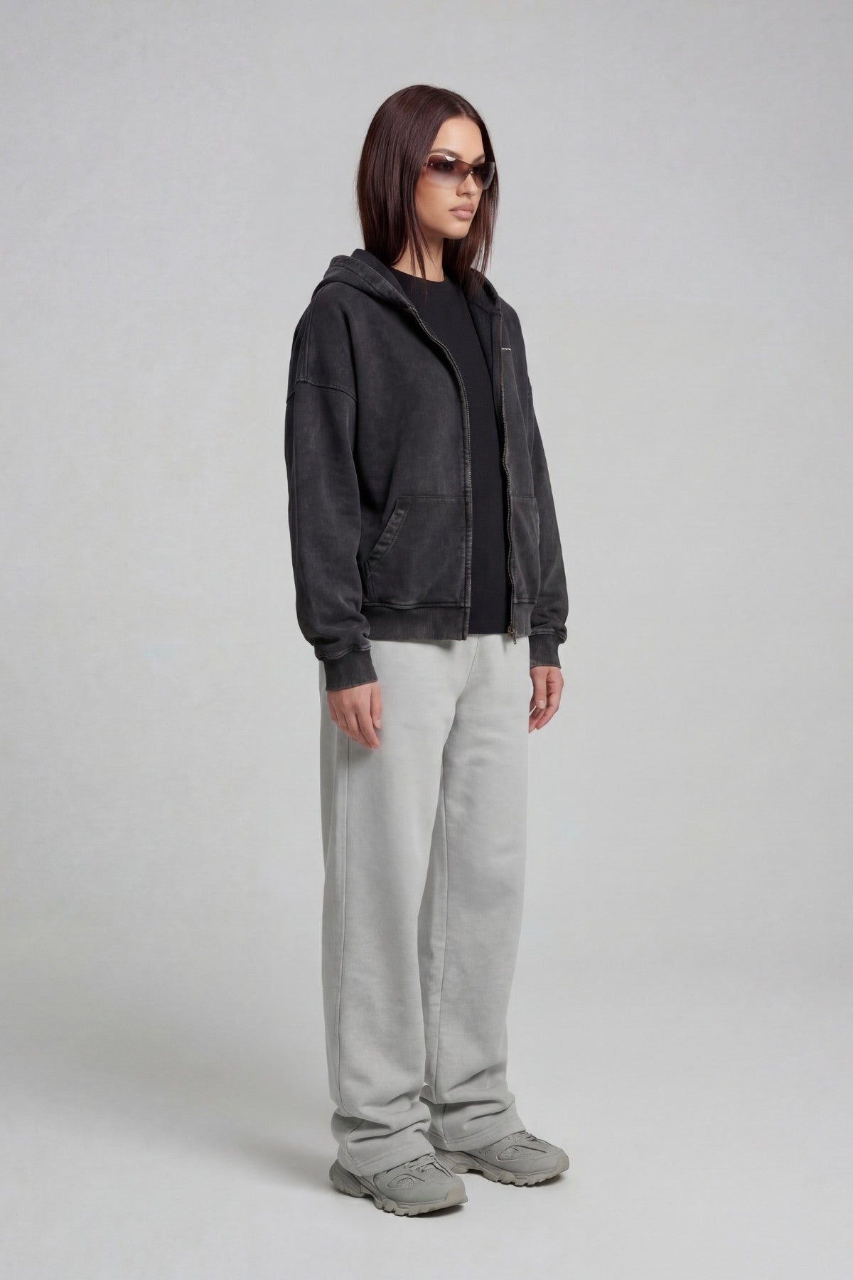 DARK STONE GREY ZIP HOODIE