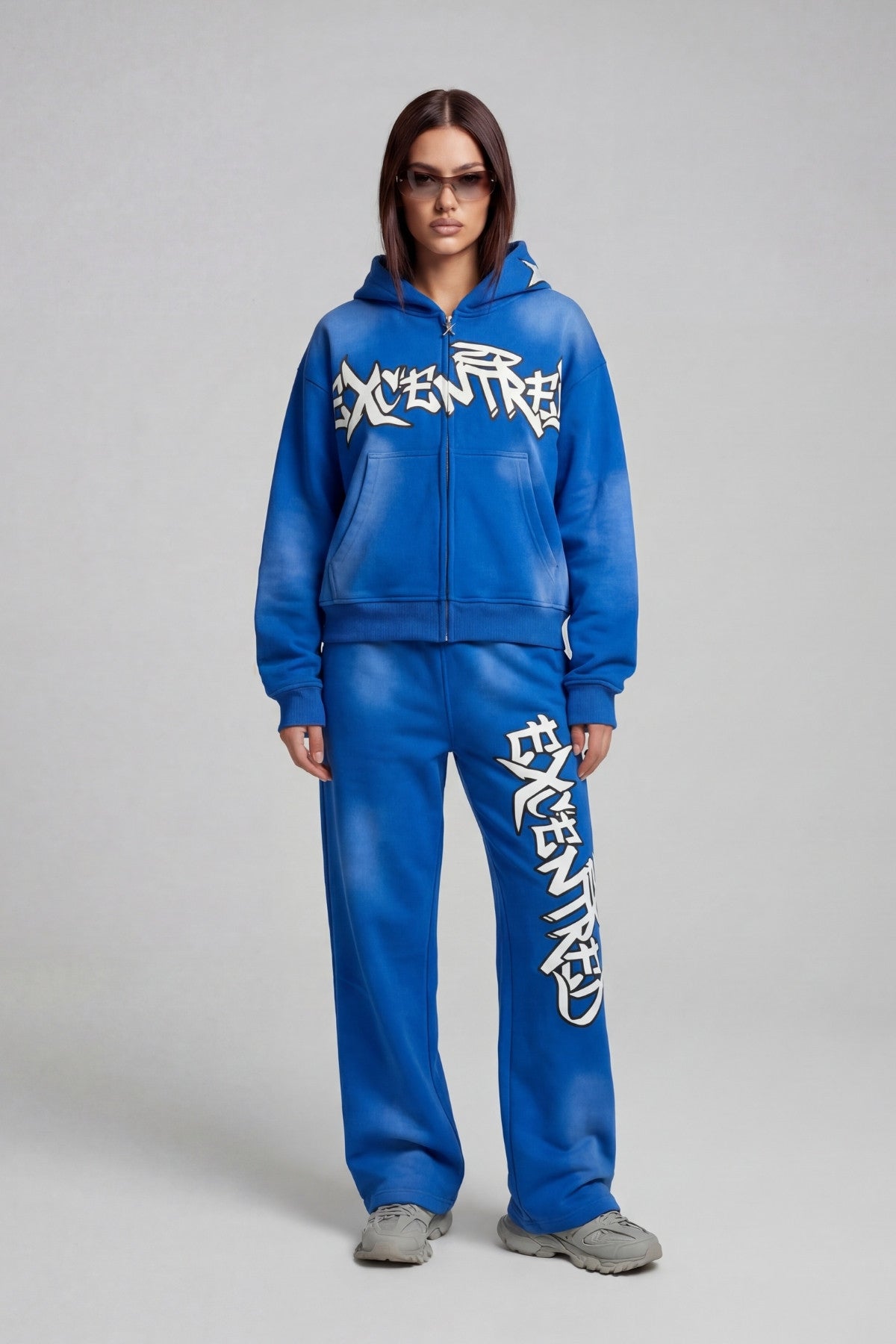 BLUE GRAFFITI ZIP HOODIE