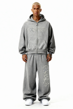 DISTRESSED TRACKSUIT SET SMOKE GREY