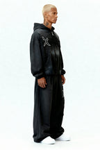 ZIP HOODIE SET RHINESTONE BLACK