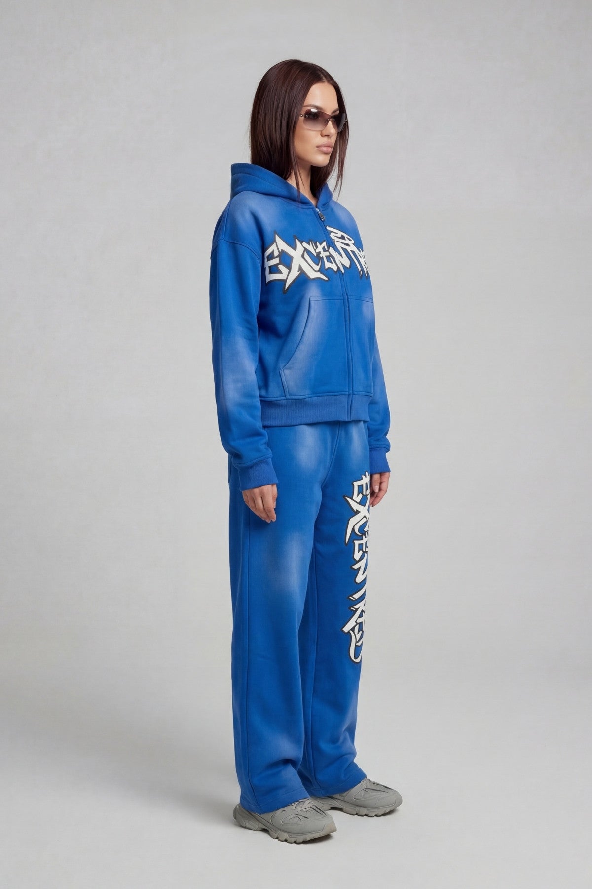 BLUE GRAFFITI ZIP HOODIE