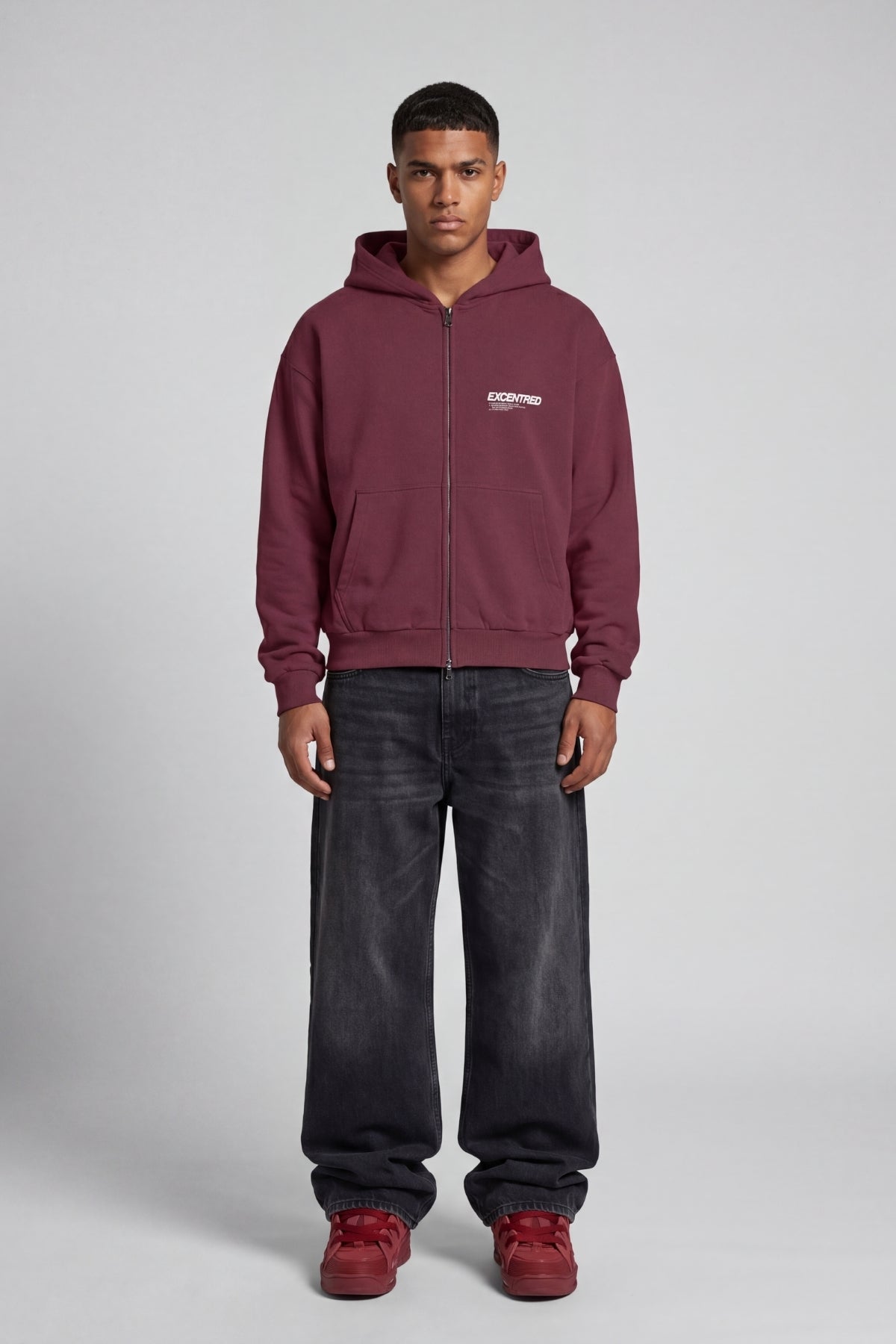 UNIFORM ZIP HOODIE WINE RED