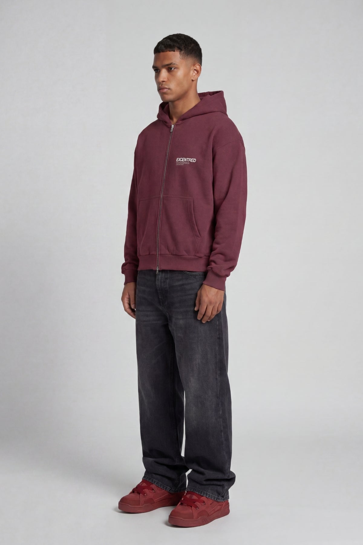 UNIFORM ZIP HOODIE WINE RED