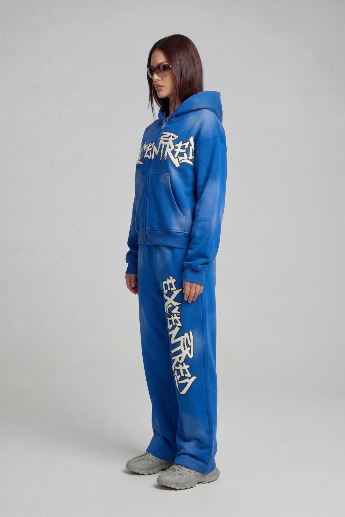 BLUE GRAFFITI ZIP HOODIE