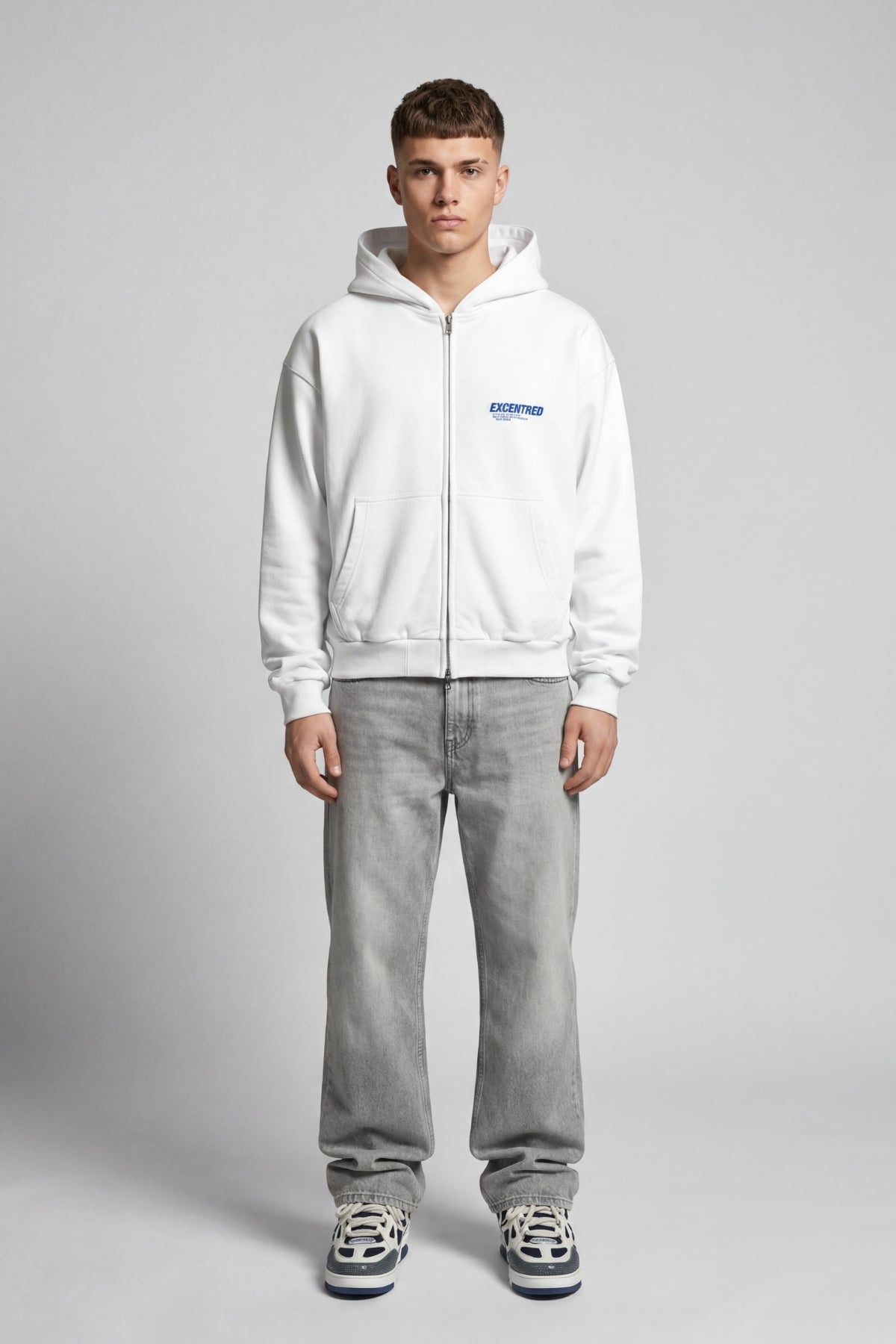 UNIFORM ZIP HOODIE WHITE