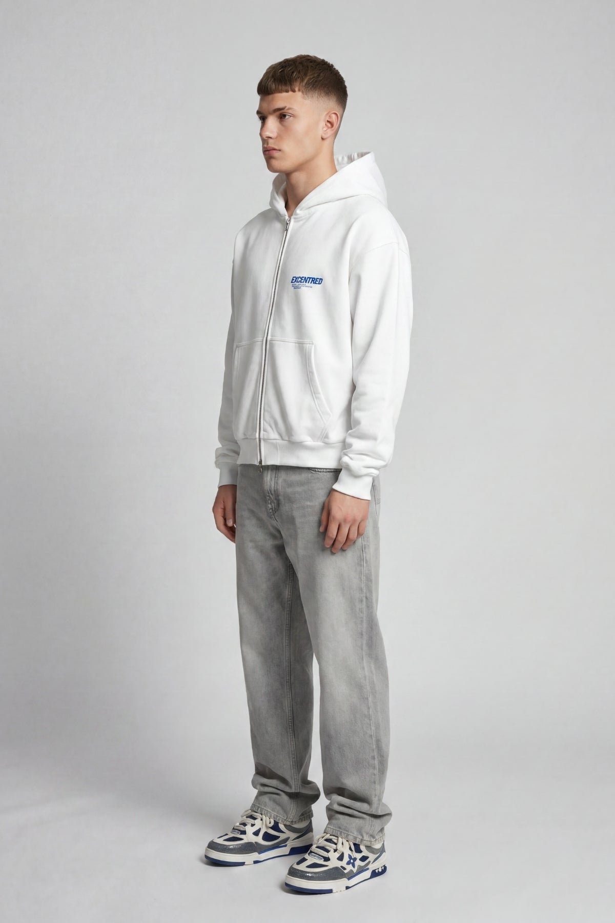 UNIFORM ZIP HOODIE WHITE