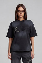 RHINESTONE T-SHIRT CARBON BLACK