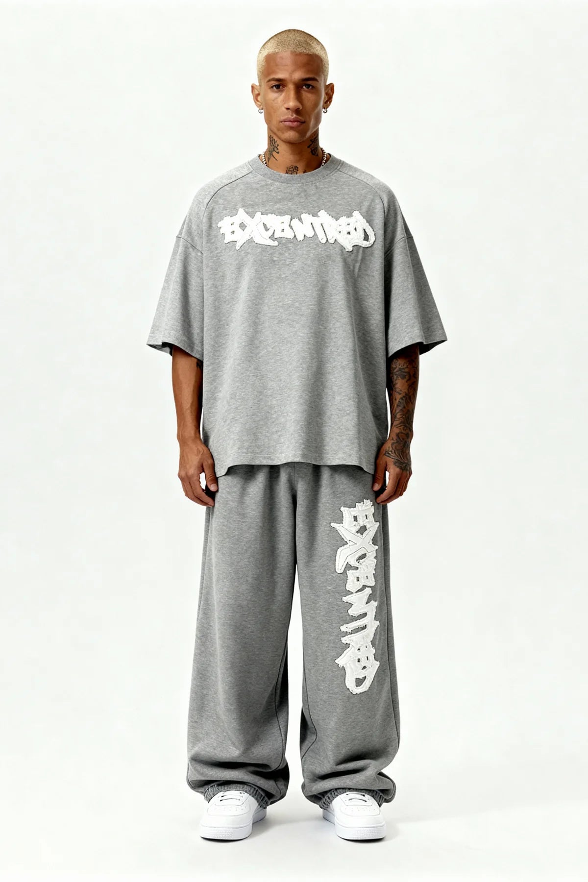 DISTRESSED T-SHIRT SET SMOKE GREY