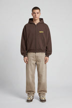 UNIFORM ZIP HOODIE BROWN