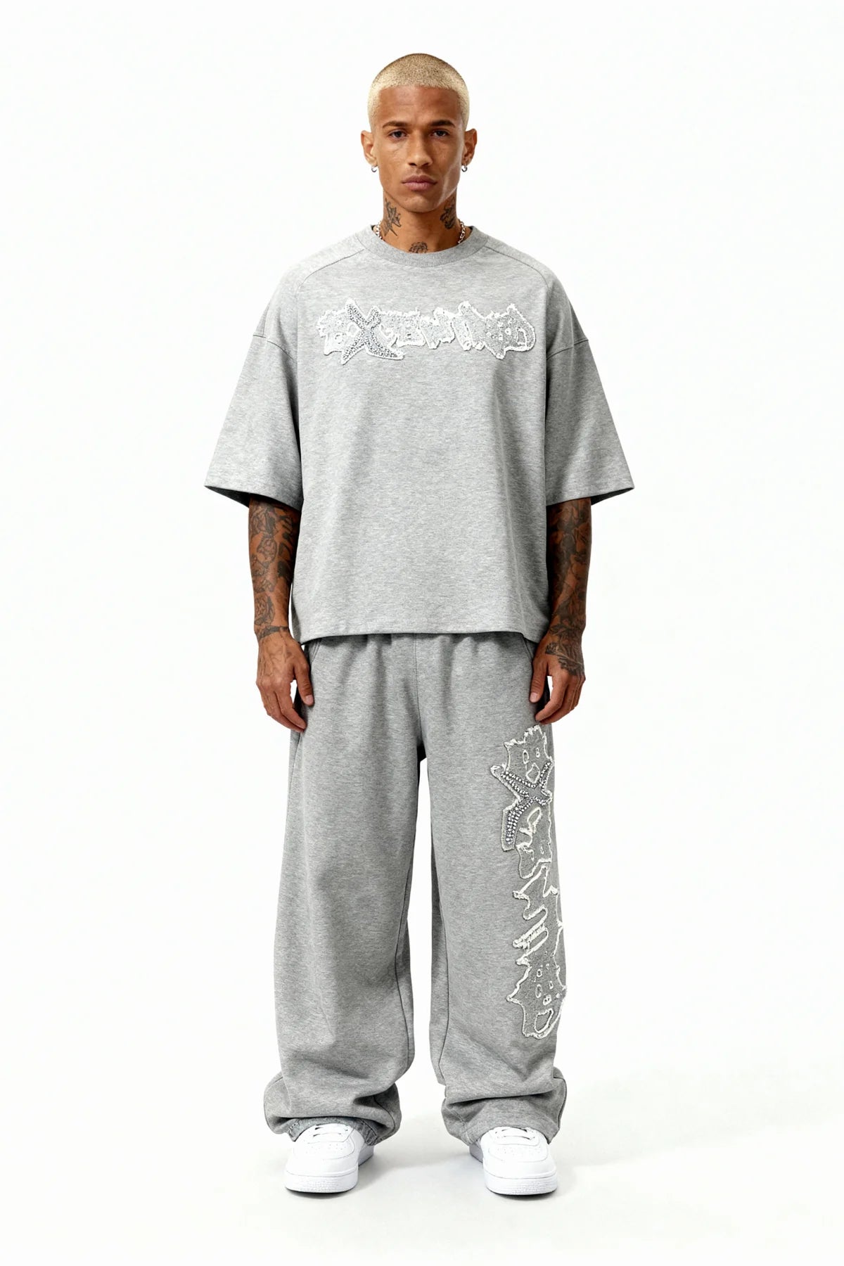 DISTRESSED T-SHIRT SET SMOKE GREY