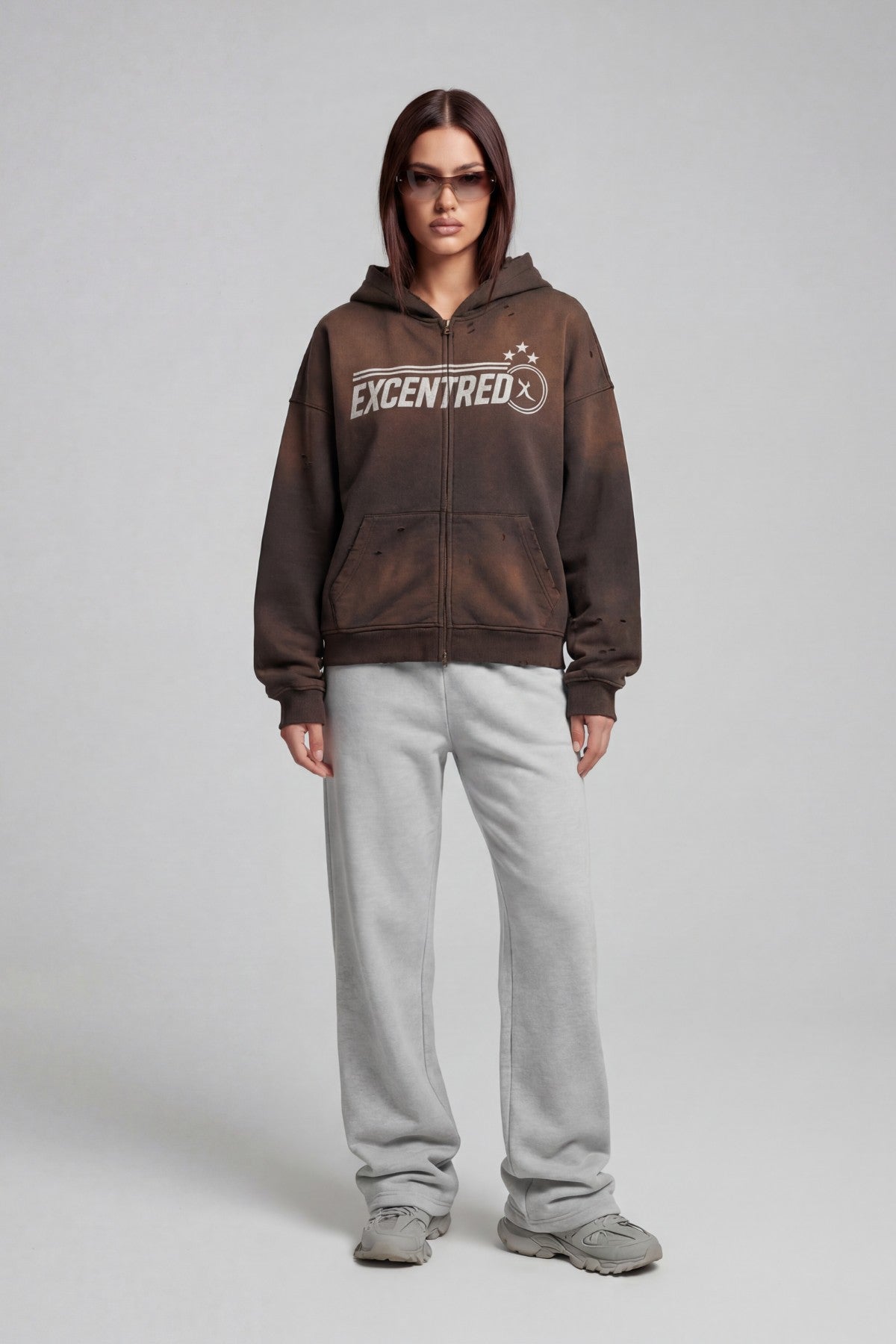 STARLINE ZIP HOODIE RUST BROWN