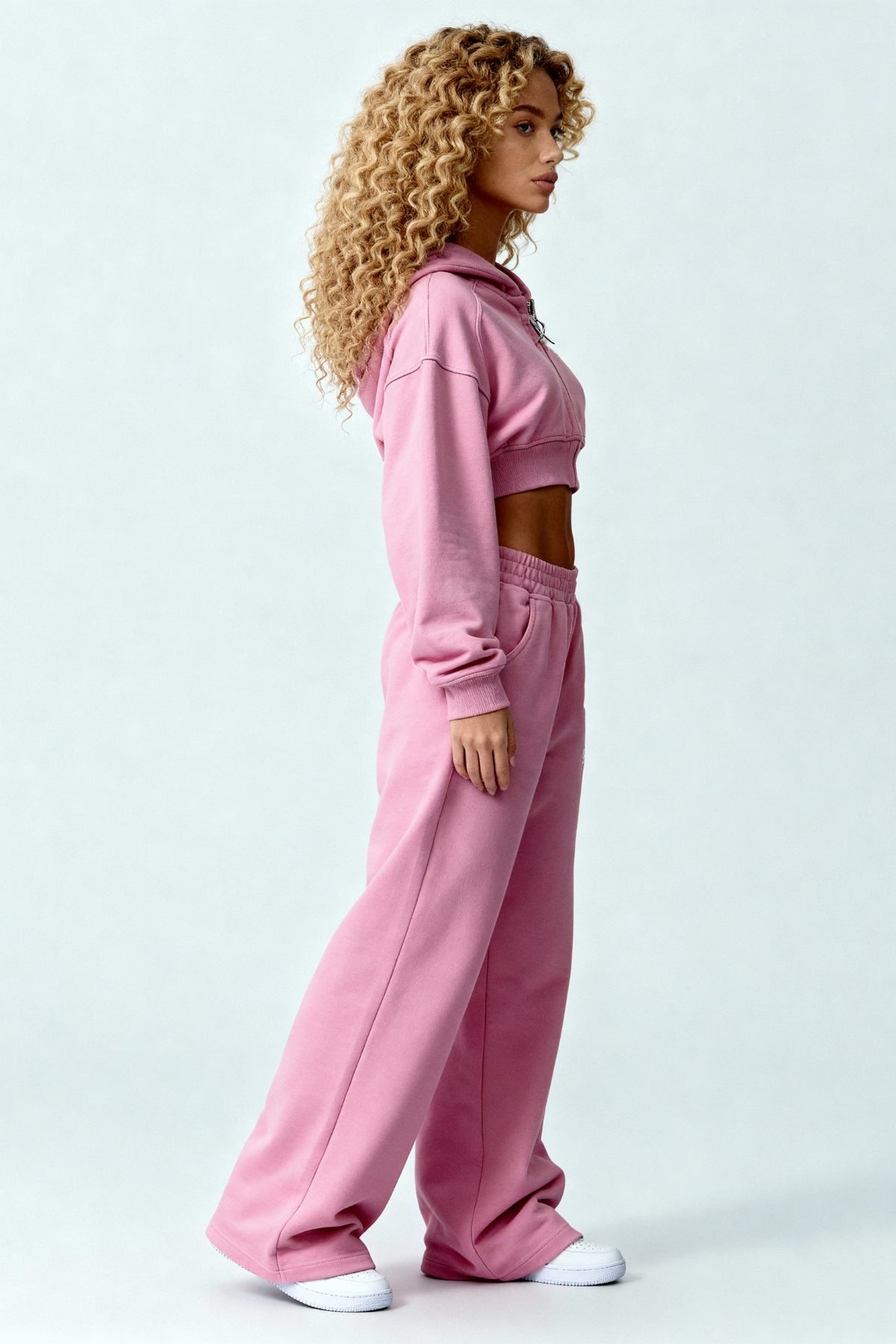 CROPPED ZIP HOODIE SAKURA PINK