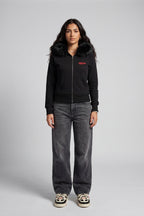 UNIFORM WOMENS FUR ZIP HOODIE BLACK
