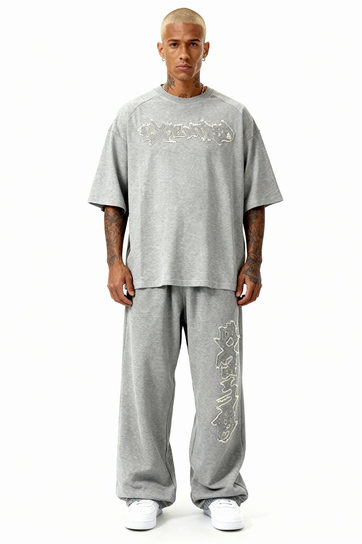 DISTRESSED T-SHIRT SET SMOKE GREY