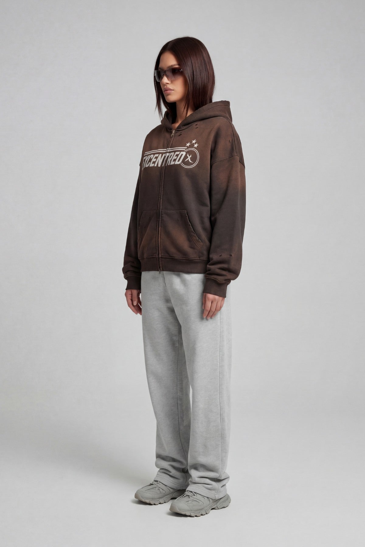 STARLINE ZIP HOODIE RUST BROWN