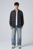 BLACK SPLATTER PLAID FLANNEL