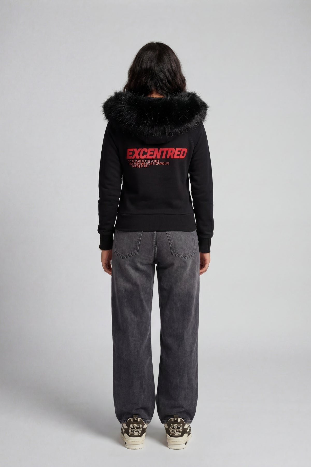 UNIFORM WOMENS FUR ZIP HOODIE BLACK