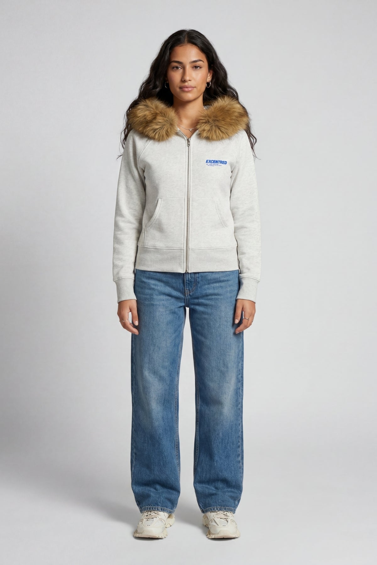 UNIFORM WOMENS FUR ZIP HOODIE GREY