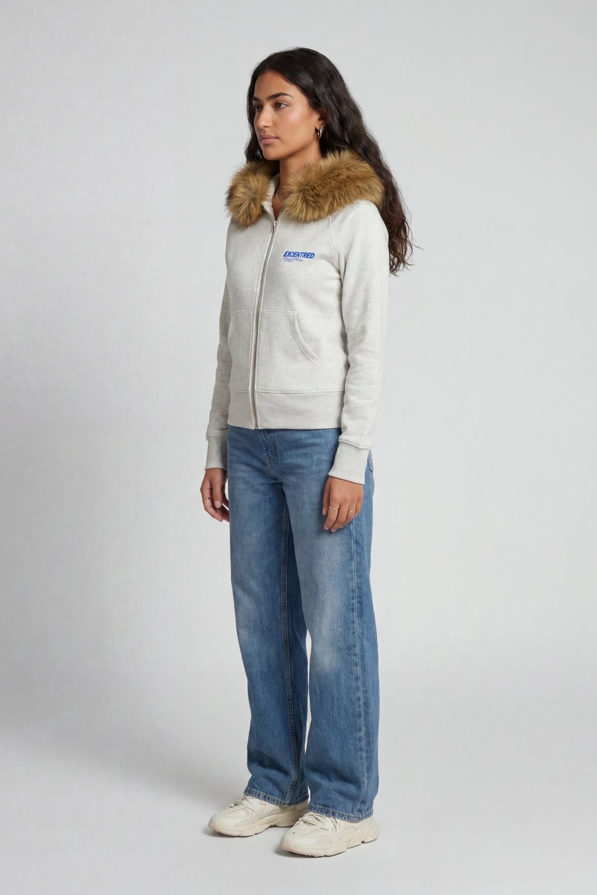 UNIFORM WOMENS FUR ZIP HOODIE GREY