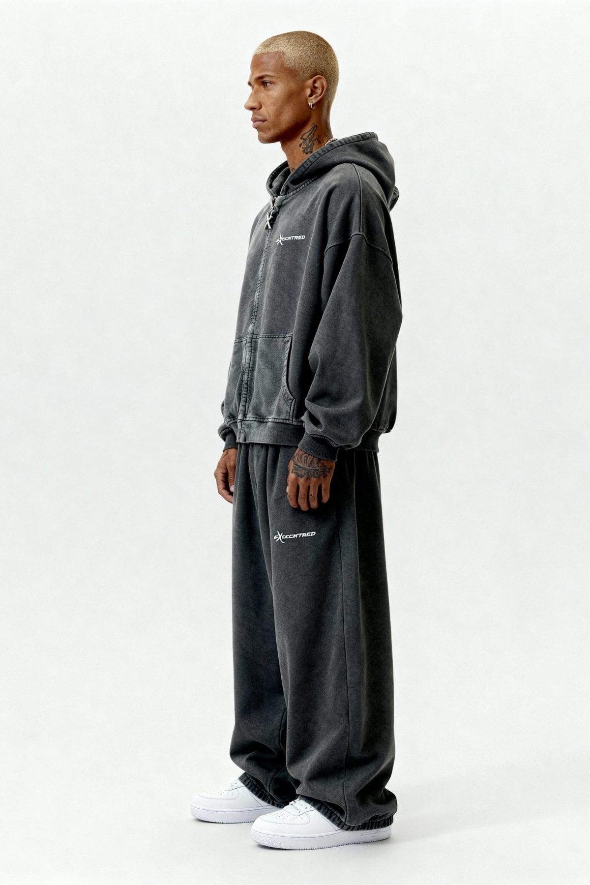 STONE GREY ZIP HOODIE