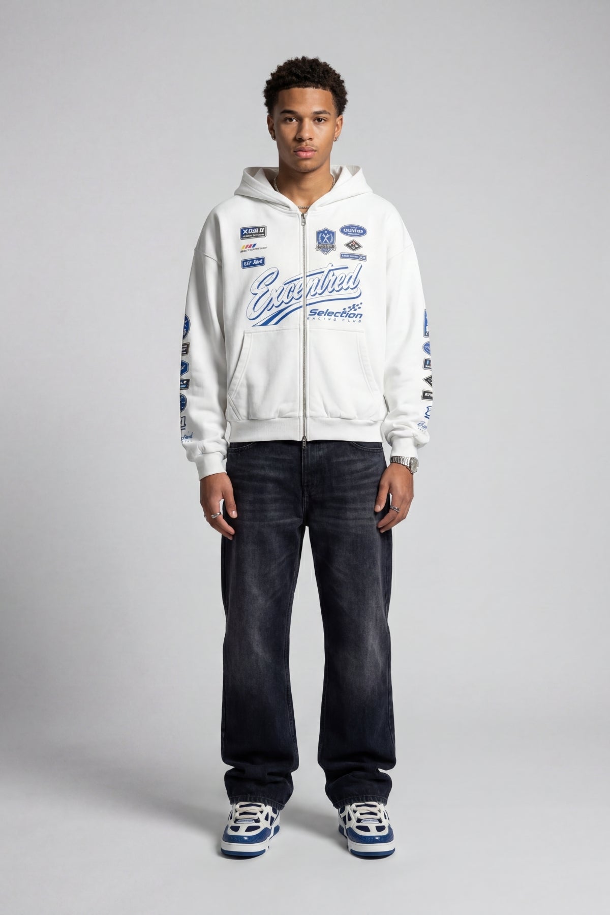 RACING ZIP HOODIE WHITE