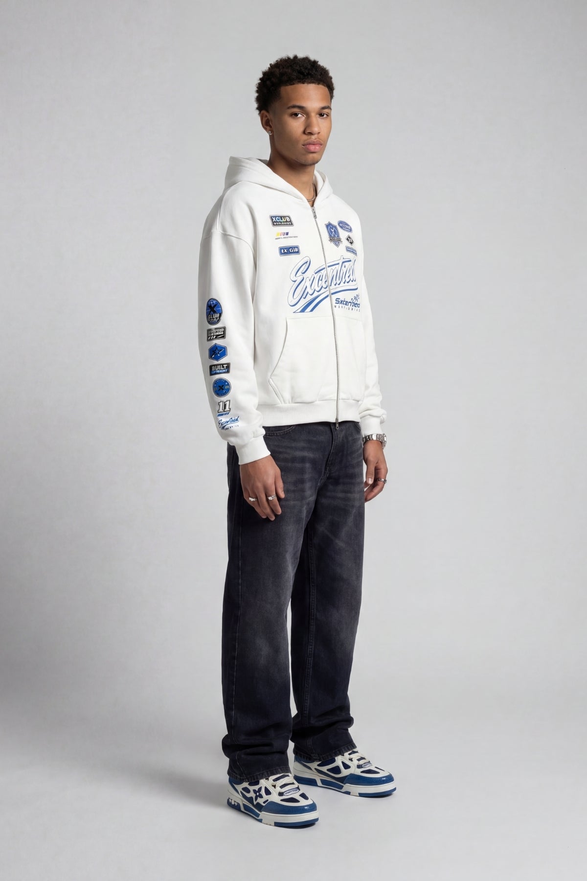 RACING ZIP HOODIE WHITE