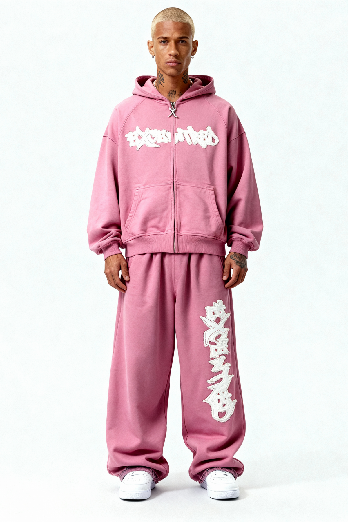 DISTRESSED TRACKSUIT SET SAKURA PINK