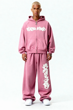 DISTRESSED ZIP HOODIE SAKURA PINK