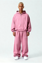 BASIC TRACKSUIT SET SAKURA PINK – Set aus Zip Hoodie und Jogger von EXCENTRED