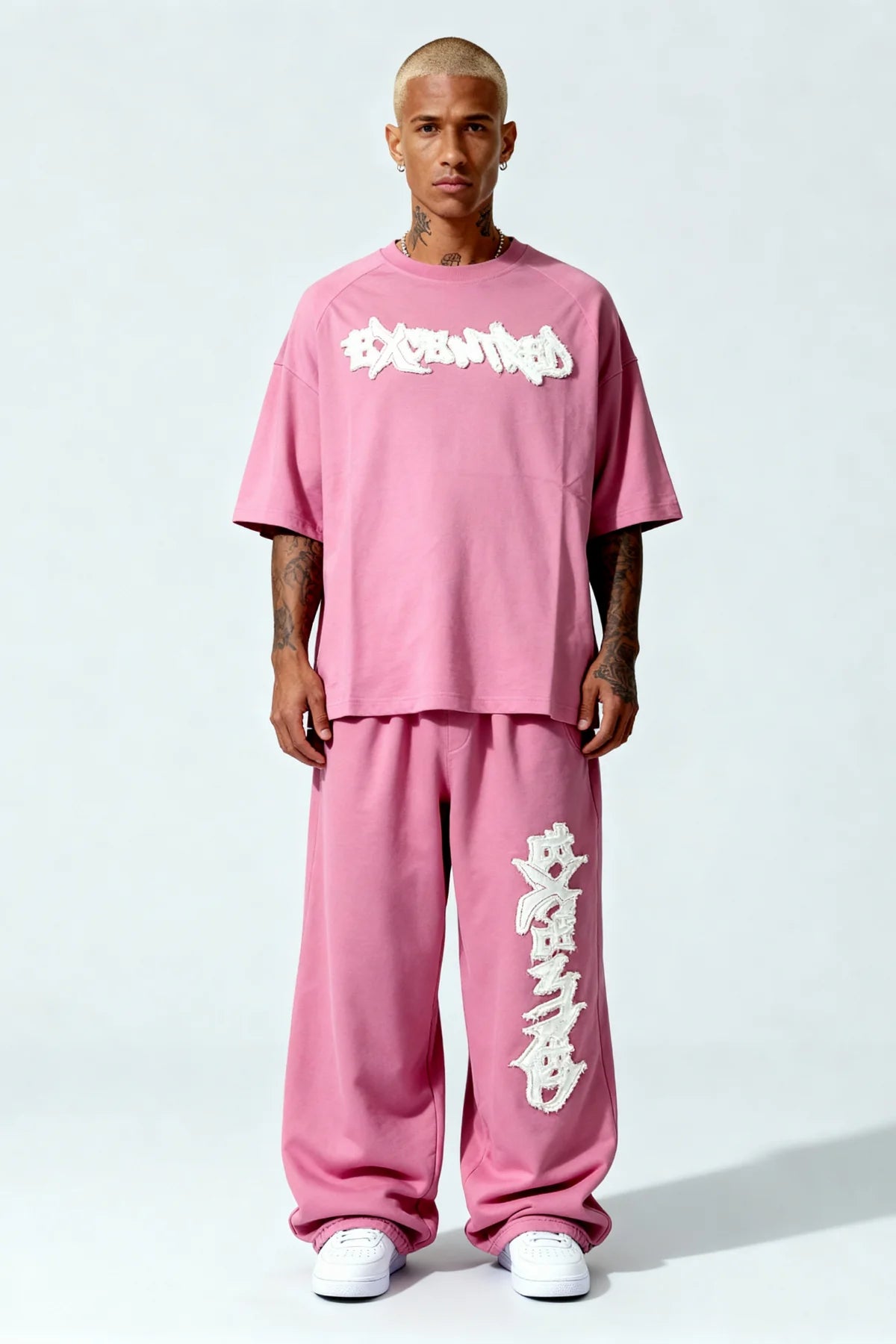 DISTRESSED T-SHIRT SET SAKURA PINK