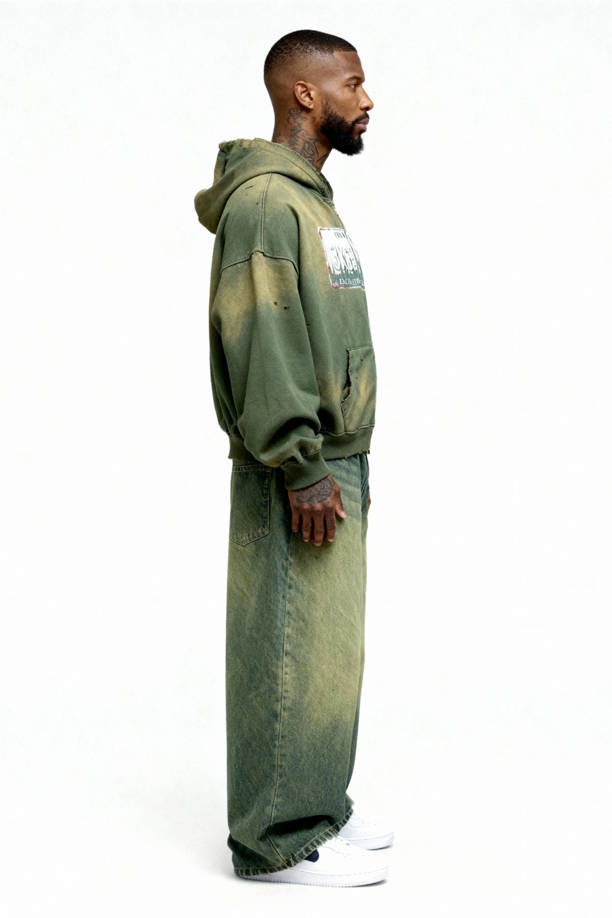 GREEN WASHED FFM ZIP HOODIE