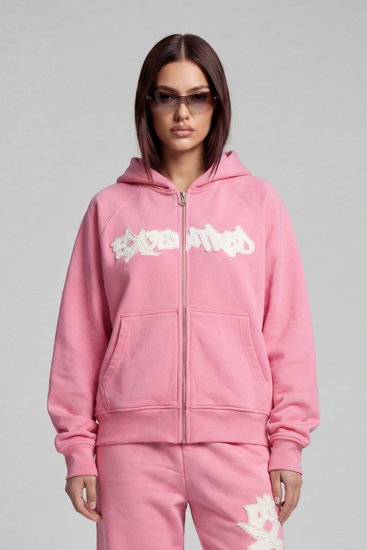 DISTRESSED ZIP HOODIE SAKURA PINK