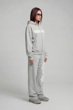 DISTRESSED ZIP HOODIE SMOKE GREY