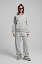 DISTRESSED ZIP HOODIE SMOKE GREY