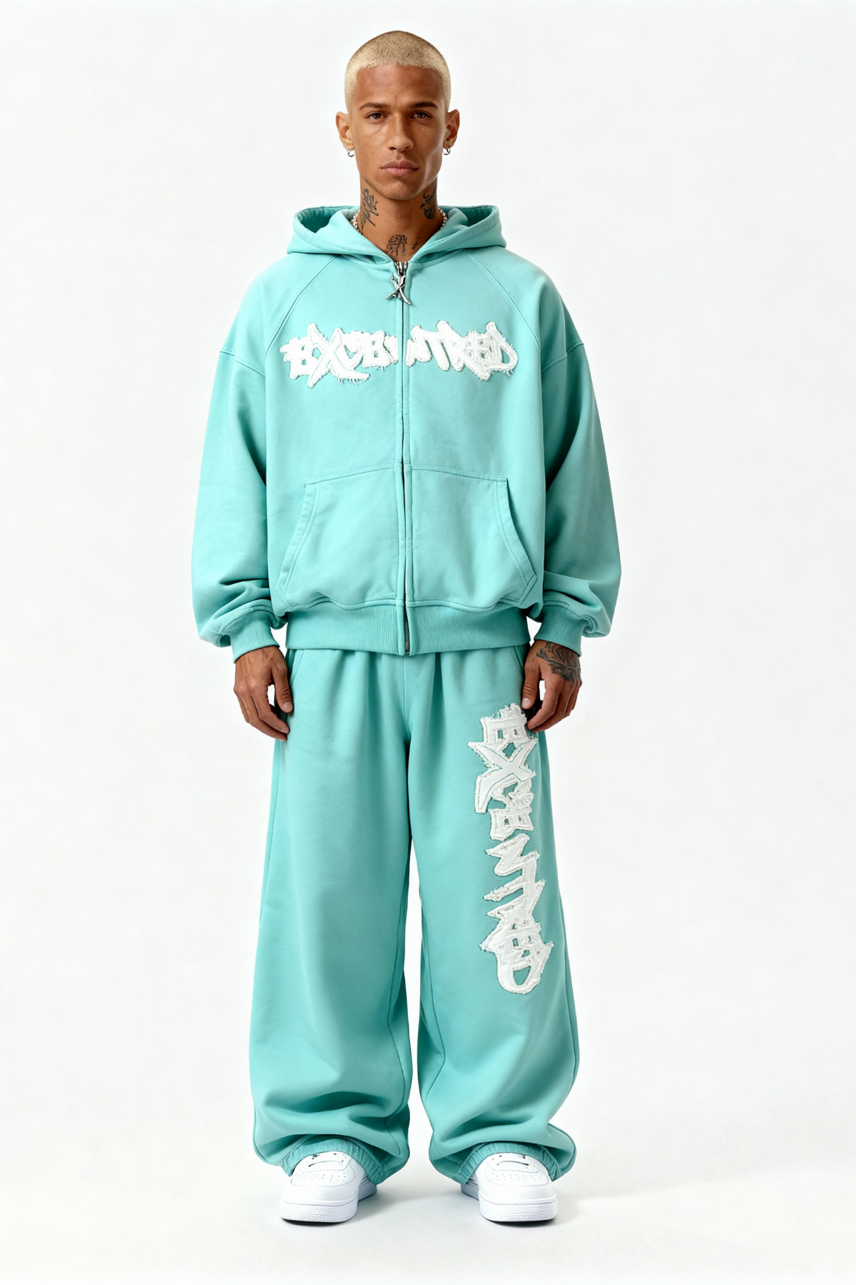 DISTRESSED ZIP HOODIE CRYSTAL TIFFANY