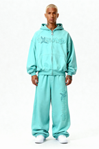 DISTRESSED ZIP HOODIE CRYSTAL TIFFANY