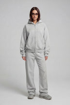 DISTRESSED ZIP HOODIE SMOKE GREY