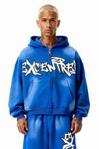 FELPA CON ZIP BLU GRAFFITI