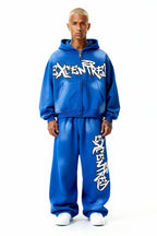 FELPA CON ZIP BLU GRAFFITI
