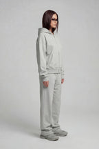 DISTRESSED ZIP HOODIE SMOKE GREY