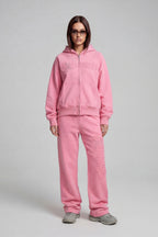 DISTRESSED ZIP HOODIE SAKURA PINK