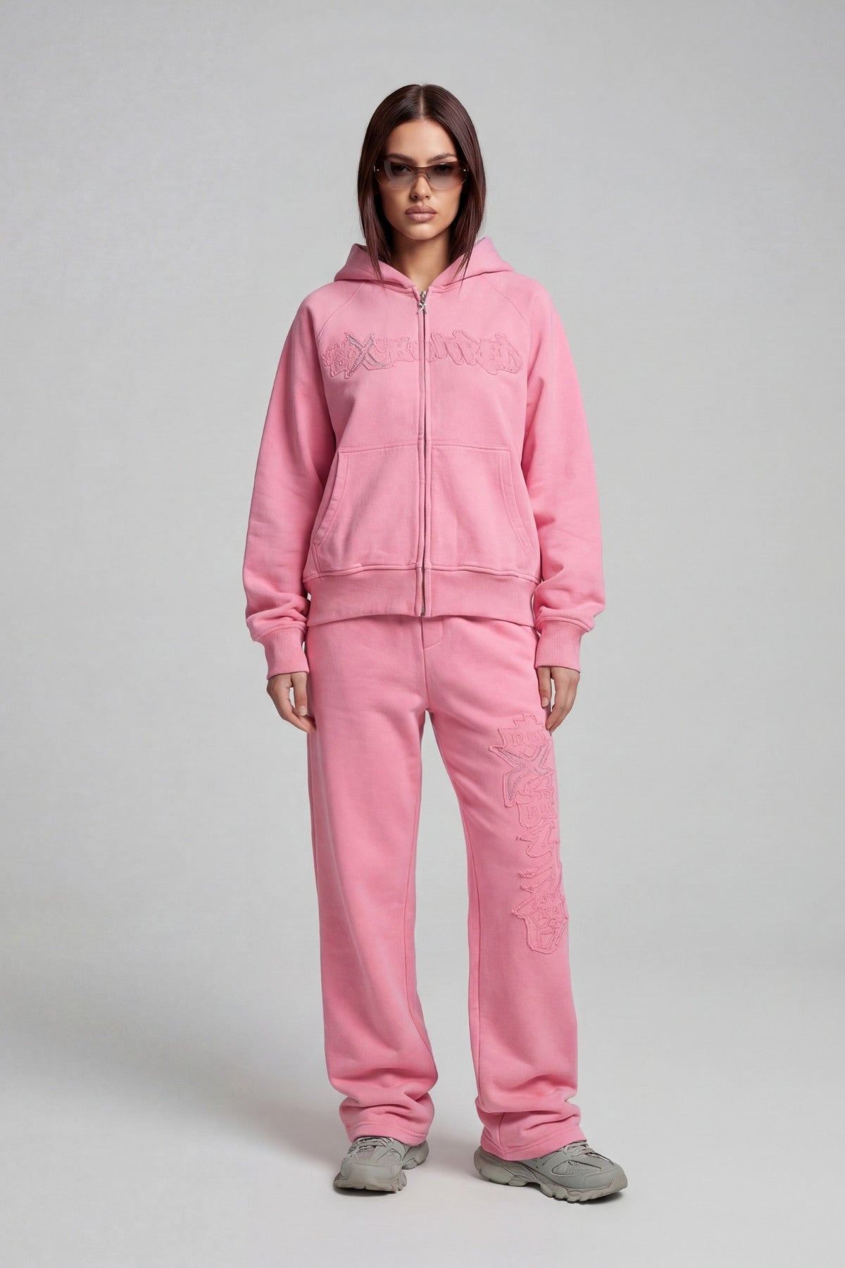 DISTRESSED ZIP HOODIE SAKURA PINK