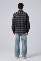 BLACK SPLATTER PLAID FLANNEL