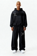 RHINESTONE HOODIE CARBON BLACK