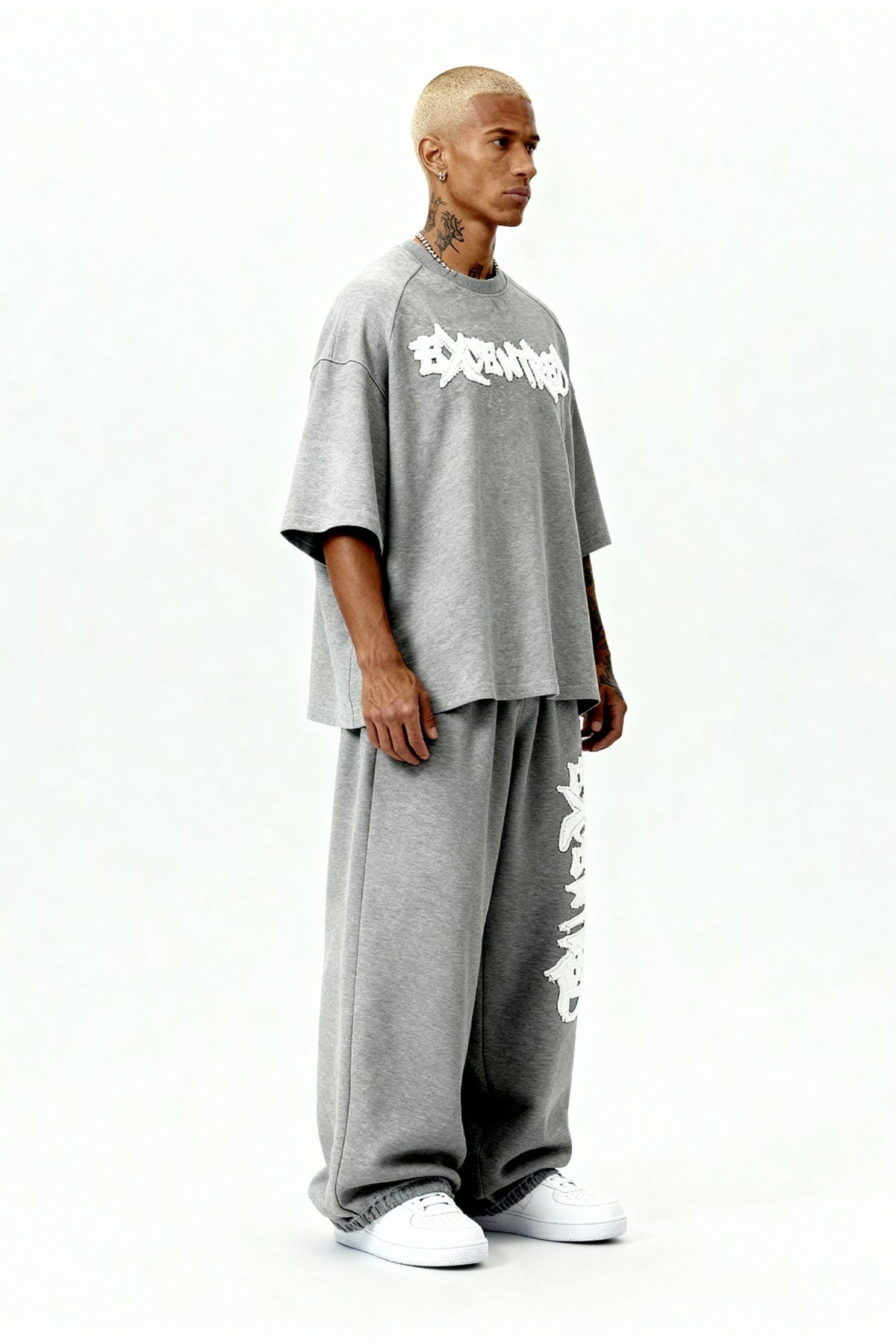 DISTRESSED T-SHIRT SET SMOKE GREY