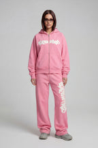 DISTRESSED ZIP HOODIE SAKURA PINK