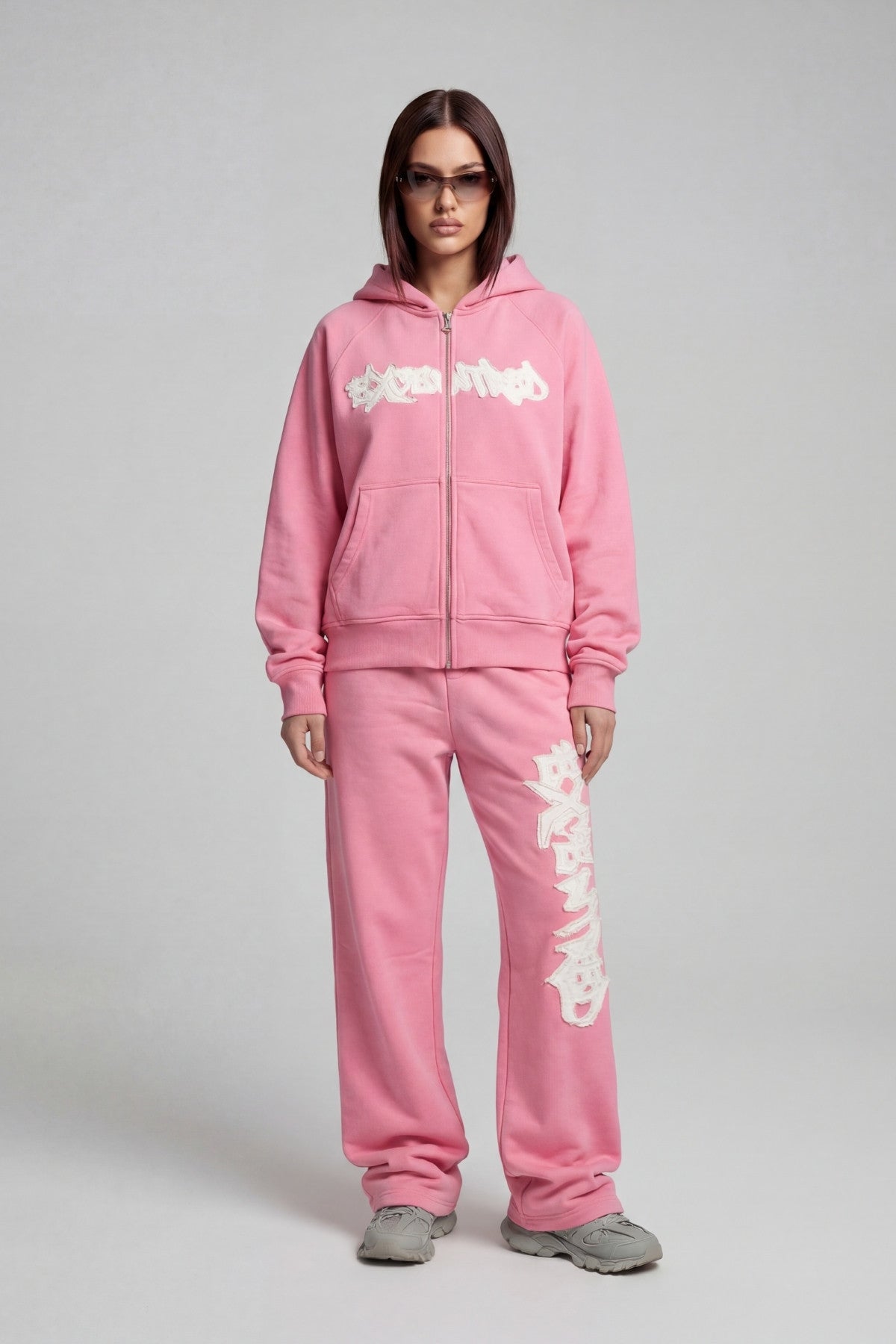 DISTRESSED ZIP HOODIE SAKURA PINK